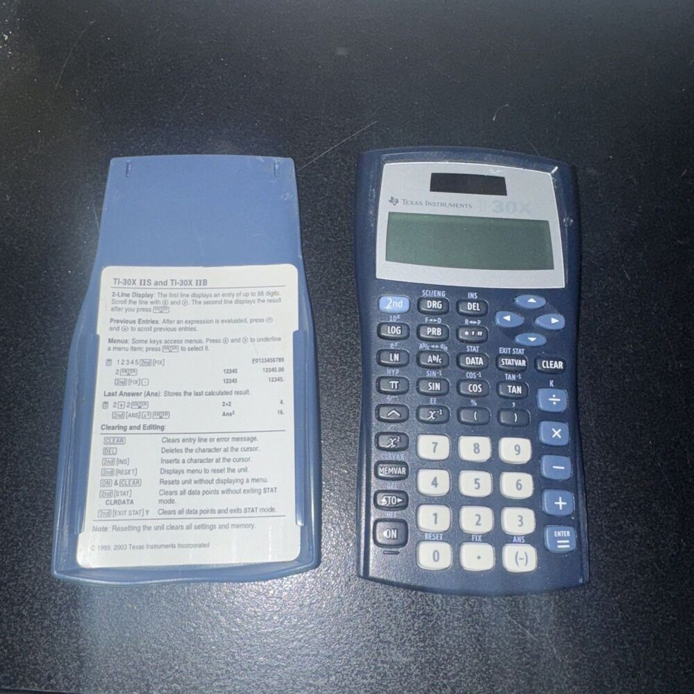 Texas Instruments TI-30X IIS Scientific Solar Calculator With Cover, Tested
